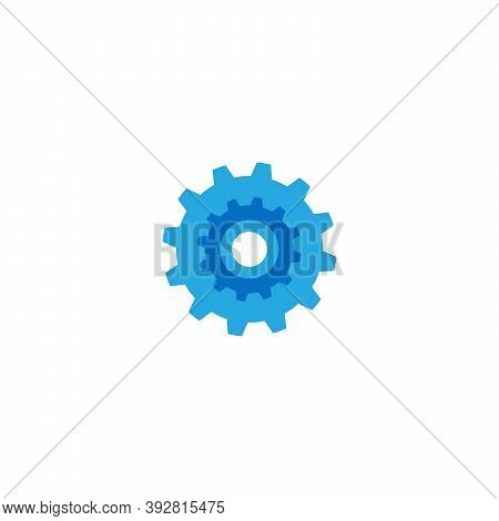Blue Gear Or Cog Icon. Stock Vector Illustration Isolated On White Background.