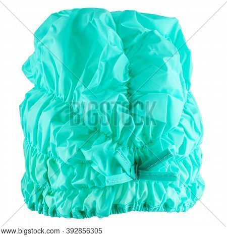 Green Head Shaped Shower Cap On Invisible Mannequin Isolated On White