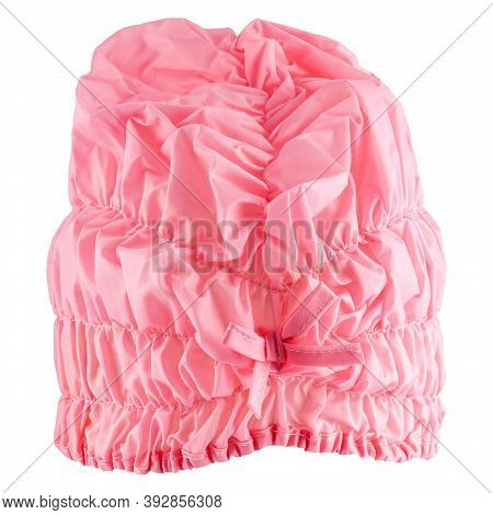 Pink Head Shaped Shower Cap On Invisible Mannequin Isolated On White