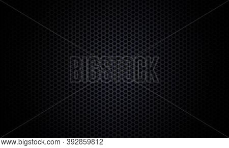 Black Background. Dark Honeycomb Metal Textured Steel Background. Black Hexagon Carbon Fiber Texture