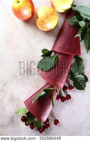 Cherry Pastille On A Light Background. Natural Product Without Colorants And Preservatives. The Past
