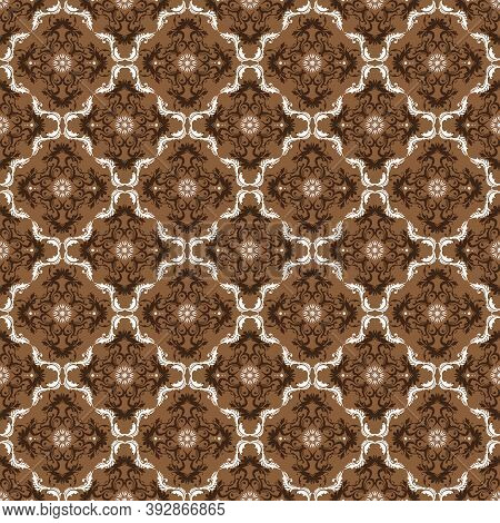 Modern Patterns Design On Central Java Batik With Seamless Brown Color Concept.