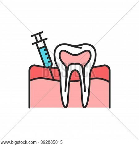 Teeth Analgesia Color Line Icon. Pictogram For Web Page, Mobile App, Promo.