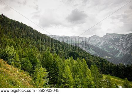 Swiss Nature At Cloudy Eather. Swiss Destinatons And Travel Idea