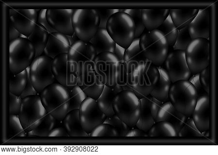 Realistic Glossy Colorfull Balloon Illustration. Black Friday Sale Banner With Glossy Balloons On Ba