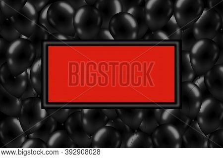 Realistic Glossy Colorfull Balloon Illustration. Black Friday Sale Banner With Glossy Balloons On Ba
