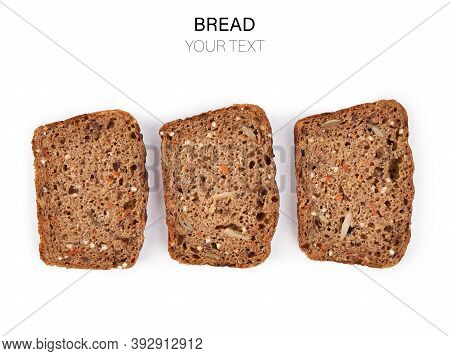 Loaf Of Whole Grain Bread. Detailed Close-up Of Sliced Grain Bread On White Background. Homemade Hea