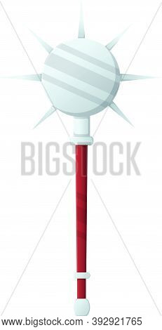Medieval War Type Of Weapon, Concept Icon Mace Club Old Cold Weapon Flat Vector Illustration, Isolat