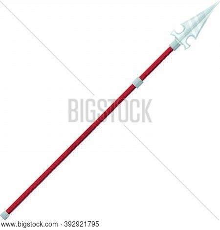 Medieval War Type Of Weapon, Concept Icon Pike Old Cold Weapon Flat Vector Illustration, Isolated On