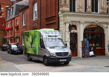 London, Uk - July 15, 2019: Ocado Grocery Delivery Mercedes Sprinter Van In London, Uk. Ocado Is A B