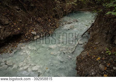 Sulphurous Water Springs In Lavino In Autumn In Abruzzo In Italy