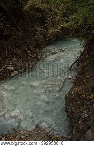 Sulphurous Water Springs In Lavino In Autumn In Abruzzo In Italy