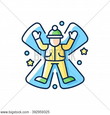 Snow Angel Rgb Color Icon. Winter Fun. Seasonal Entertainment For Children. Christmas Celebration. K