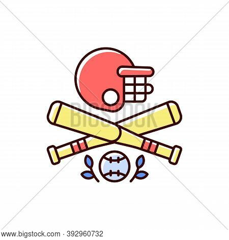 Baseball Rgb Color Icon. Bat-and-ball Game. Sport Participation. Batting And Fielding. Softball. Pit