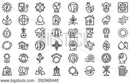 Natural Resources Icons Set. Outline Set Of Natural Resources Vector Icons For Web Design Isolated O