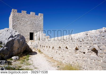 Starigrad Fortress above Omis resort, Dalmatia region of Croatia, Europe