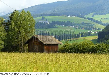 Cycleway Of Pusteria Valley, Bolzano Province, Trentino Alto Adige, Italy. Mountain Landscape At Sum