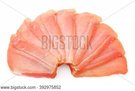 Balyk Slices On White Background, Isolated. The View From Top