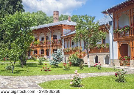 Monks Houses At Varatec Monastery, Orthodox Summer Monastery In Romania