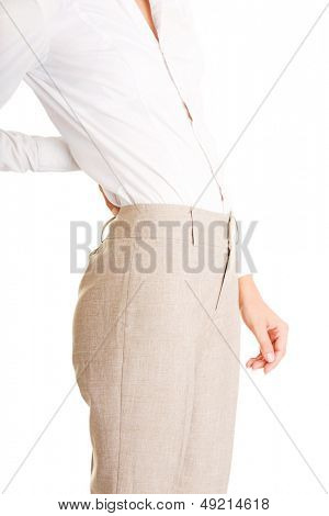 그녀의 상대를 무척 갈망 엉덩이 잡고 허리 통증을 가진 여자 