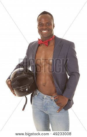 Non sorriso di nessun casco camicia uomo Tie Suitcoat
