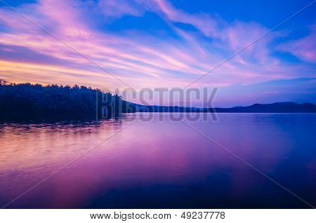 Sunset During Blue Hour At The Lake