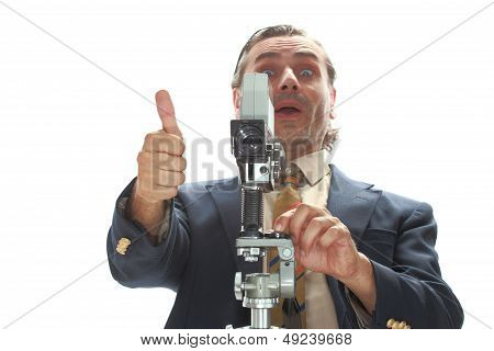 Formal Man With Old Film Camera