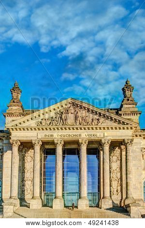 Facade of the Reichstag building in Berlin, Germany