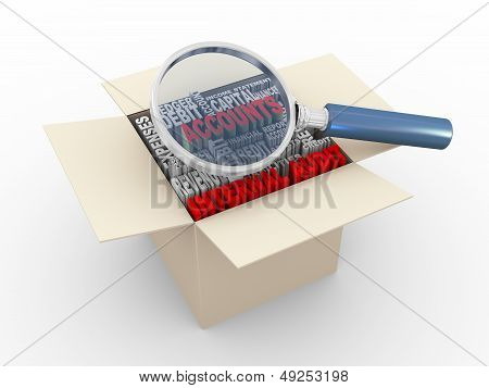3D Magnifier And Internal Audit Wordcloud Box