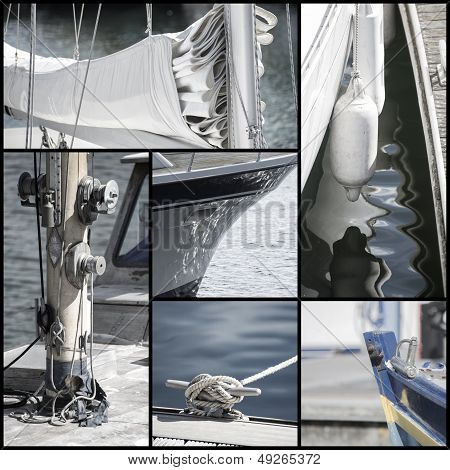 Retro Look Collection Of Yacht Sailboat Details