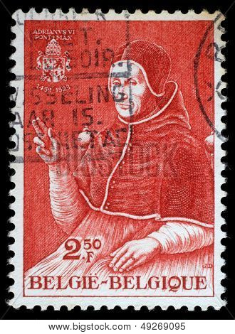 Belgien - CIRCA 1959: stempel Udprintet af Belgien viser Paulus Adrianus VI, circa 1959