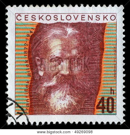 TŠEKKOSLOVAKIA - CIRCA 1972: leima painettu Tšekkoslovakia, osoittaa Frantisek Bilek, kuvanveistäjä, noin