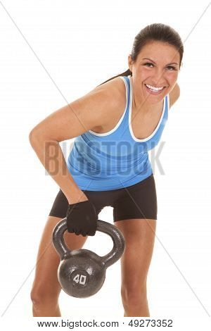 Woman Blue Tank Fitness Weight Lift