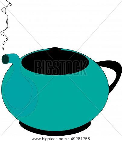 teal vector teapot with steam