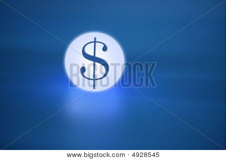 Zářící světelné koule s americký Dolar znamení