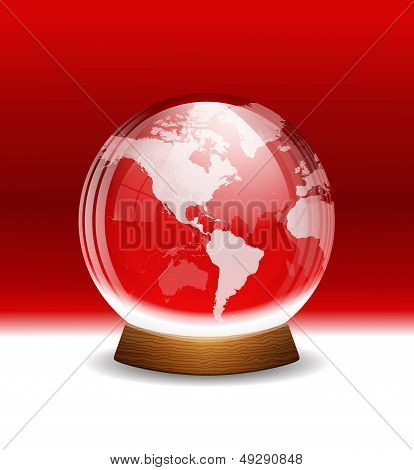 Vector transparent snow globe with map