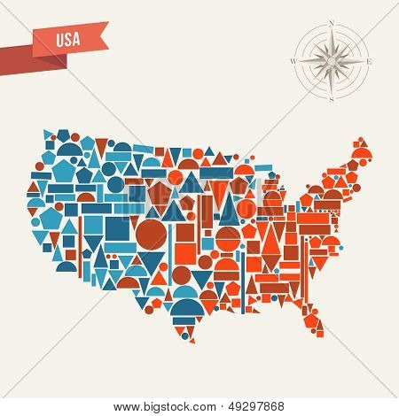 Usa Geometric Figures Map