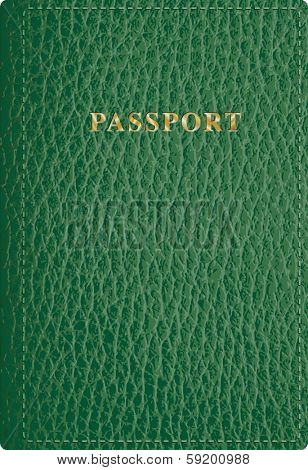 vector green leather passport cover 