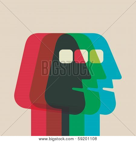 abstract color men face overlap
