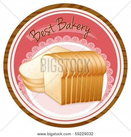 Illustration of a best bakery label with a loaf of bread on a white background