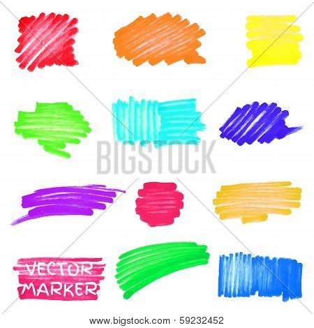 Set of vector colored marker spots for your design