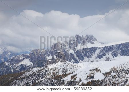 Winter alpine landscape in the Dolomites, Italy, Europe