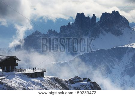 Winter alpine landscape in the Dolomites, Italy, Europe