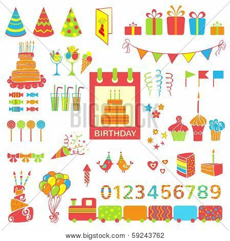 Set of vector birthday elements