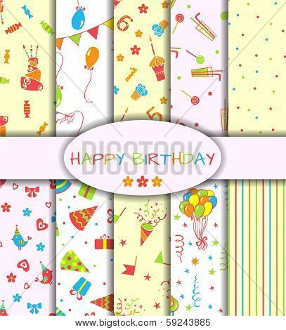 Set of ten happy birthday patterns