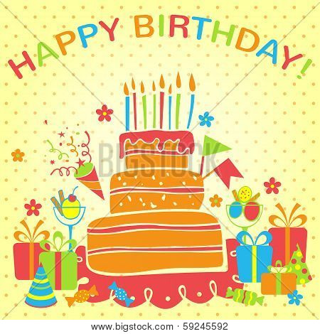 Vector happy birthday background. Greeting card