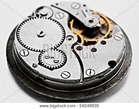 Clockwork details, pinions and wheels