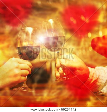 Valentine's Day Concept With Wine And Glasses
