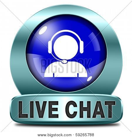 live chat blue icon. Chatting online button. 
