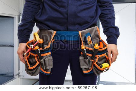 Close-up of a worker's bag